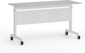 Mobilný stôl PRIMO MOBI, 140x60 cm, biela podnož, sivá