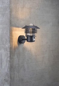 Nordlux Čierne fasádne svietidlo Vejers Sensor pre žiarovku E27 25101003