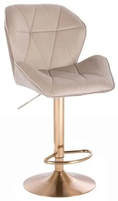 LuxuryForm DESIGN Barová stolička MILANO MAX VELUR na zlatom tanieri - latte