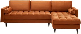 Rohová pohovka Cozy Velvet II 260cm hrdzavo hnedá zamat
