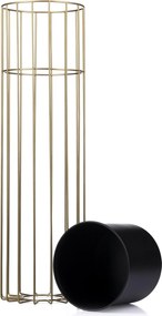 KOVOVÝ KVETINÁČ SO STOJANOM GLAM 70X20 CM ČIERNA/ZLATÁ