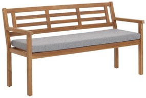 Záhradná lavička HWC-N47, 82x145x59 cm, akáciové drevo - sivý vankúš