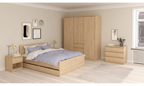 Šatníková skriňa v dekore duba s posuvnými dverami v prírodnej farbe 177x200x60 cm Naia – Tvilum