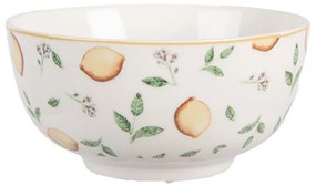 Biela porcelánová miska s citrónmi Lemons & Leafs - Ø 14*7 cm / 500 ml