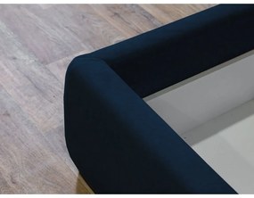 Tmavomodrá čalúnená dvojlôžková posteľ s úložným priestorom s roštom 180x200 cm Jade – Bobochic Paris