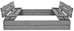 SPRINGOS Uzavreté drevené pieskovisko s lavičkami 120x120 cm – impregnované drevo, s plachtou a netkanou textíliou SBP120SET01X