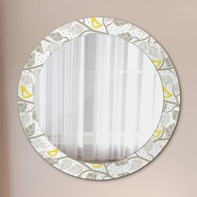 Okrúhle ozdobné zrkadlo na stenu Žlté vtáky na vetvách fi 70 cm