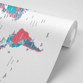 Samolepiaca tapeta mapa v pútavom pastelovom prevedení