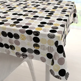Biante Dekoračný štvorcový obrus Leona LN-058 Zlaté a čierne guličky na bielom 80x80 cm
