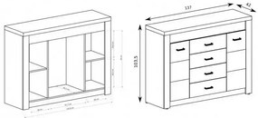 Komoda Indianapolis 137 cm jasan tmavý