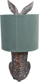Šedá stolná lampa králik so zeleným tienidlom Rabbi - Ø 20*43 cm