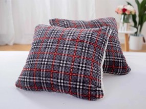 Baránková obliečka na vankúšik mikroplyš 45 × 45 cm - Káro červené (2 ks)