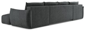 Tmavosivá ženilková rozkladacia rohová pohovka (do tvaru "U") Leila – Makamii