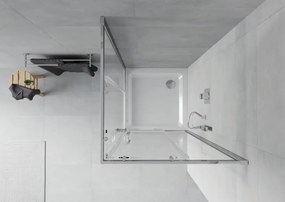 Mexen Rio, štvorcový sprchový kút 90 x 90 cm, 6mm číre sklo, chrómový profil + biela sprchová vanička, 860-090-090-01-00-4010