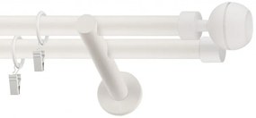 Dekorstudio Garniža dvojradová OPTIC biela-matná 19mm Dĺžka: 160cm, Typ príslušenstva: Krúžky tiché so štipcami