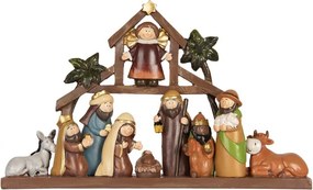 Hnedá vianočná dekorácia Betlehem Nativity Scene - 32*5*20 cm