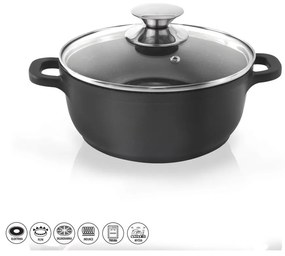 Hrniec s nepriľnavým povrchom Pfluon Granit so sklenenou pokrievkou Orion Grande, ⌀ 20 cm