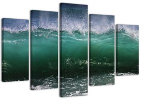 Obraz na plátně pětidílný 5dílné rozbouřené vlny moře - 100x70 cm