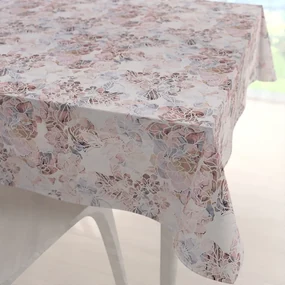 Biante Dekoračný štvorcový obrus Rongo RGP-501 Ružovo-fialkové kvety na bielom 140x140 cm