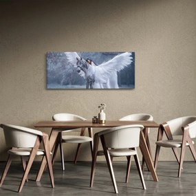 Obraz dievčaťa na jednorožcovi (120x50 cm)