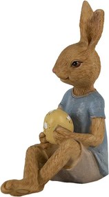 Dekorácia sediaci králik s maľovaným vajíčkom - 10*6*12 cm