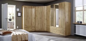 Rohová šatníková skriňa Case, dub artisan