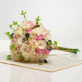 Kytička z hortenzií KRISTÝNA bielo-ružová