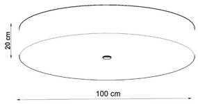 Stropné svietidlo Skala, 1x čierne textilné tienidlo, (biele sklo), (fi 100 cm)