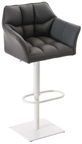 Barová stolička Damas W1 ~ koženka, biely rám - Sivá
