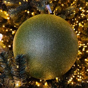 DECOLED Plastová guľa, 20 cm, jablkovo zelená, trblietavá
