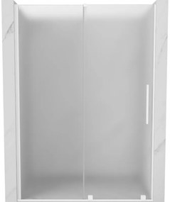 Mexen Velar, posuvné sprchové dvere do otvoru 130 cm, 8mm sklo námraza, biela matná, 871-130-000-31-20