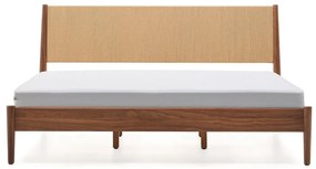 Tmavohnedá dvojlôžková posteľ z orechového dreva s roštom 180x200 cm Elan – Kave Home