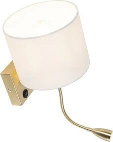 Art Deco nástenná lampa zlatá s bielym tienidlom - Brescia