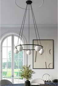 Biele/čierne závesné svietidlo so skleneným tienidlom Umerta – Sollux
