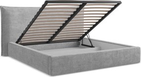 Svetlosivá čalúnená dvojlôžková posteľ s úložným priestorom s roštom 140x200 cm Esala – Makamii