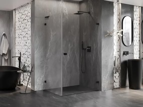 Mexen Lunar-B L pravý výklopný sprchový kút 95 x 90 cm, číre sklo, čierna matná, 832L-095-090-66-00-P