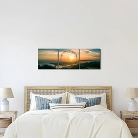 Obraz východu slnka nad morom (s hodinami) (90x30 cm)