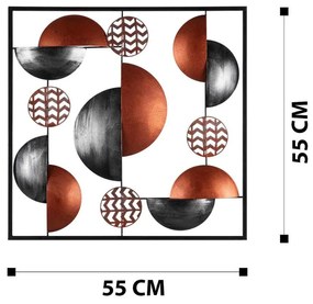 Nástěnná kovová dekorace AURORA 55 cm černá/měděná