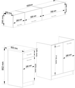 Kuchynská linka OLIWIA G1 1.8 m  biela / betón