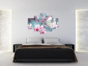 Obraz - Motýľ na čerešni (150x105 cm)