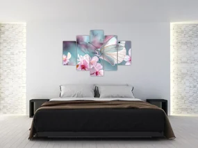 Obraz - Motýľ na čerešni (150x105 cm)