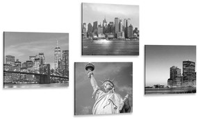 Set obrazov New York v čiernobielom prevedení - 4x 40x40