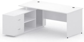Kancelársky stôl so skrinkou MIRELLI 1600 x 1600 mm, ľavý, biely