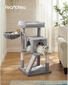 Škrabadlo pre mačky, mačací strom, 96 cm, svetlo šedá
