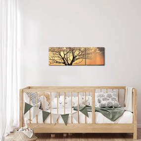 Obraz stromu na lúke (s hodinami) (90x30 cm)