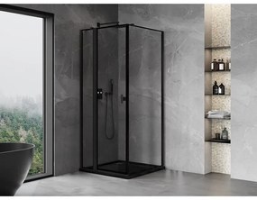 Mexen Mist T, sprchový kút s krídlovými dverami, ľavý, 95 x 95 cm, 8mm číre sklo, čierny profil, 8A4T-095-095-70-70-L