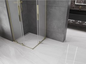 Mexen Velar L Duo, sprchový kút s posuvnými dverami 80 x 80 cm, 8mm sklo námraza, zlatá lesklá, 871-080-080-02-33-50