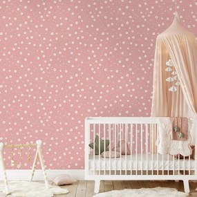 Tapeta ružové drobné kvietky