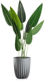 PLASTOVÝ KVETINÁČ STRIPPED 30X35,5 CM SIVÁ