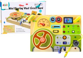 LEAN Toys Analogová senzorická manipulačná doska – Auto s LED svetlami